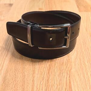 Belt reversible men's black/brown silver toned size 30/75